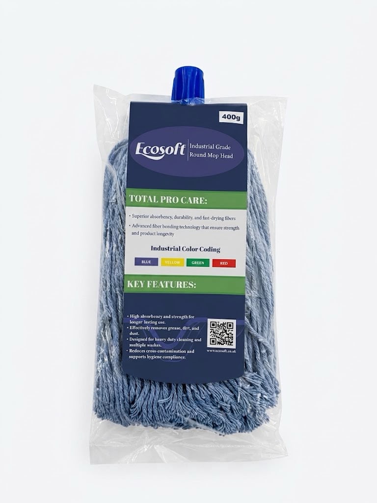 Ecosoft Industrial Grade Round Mop – Durable, High-Absorption Floor Cleaning Mop.