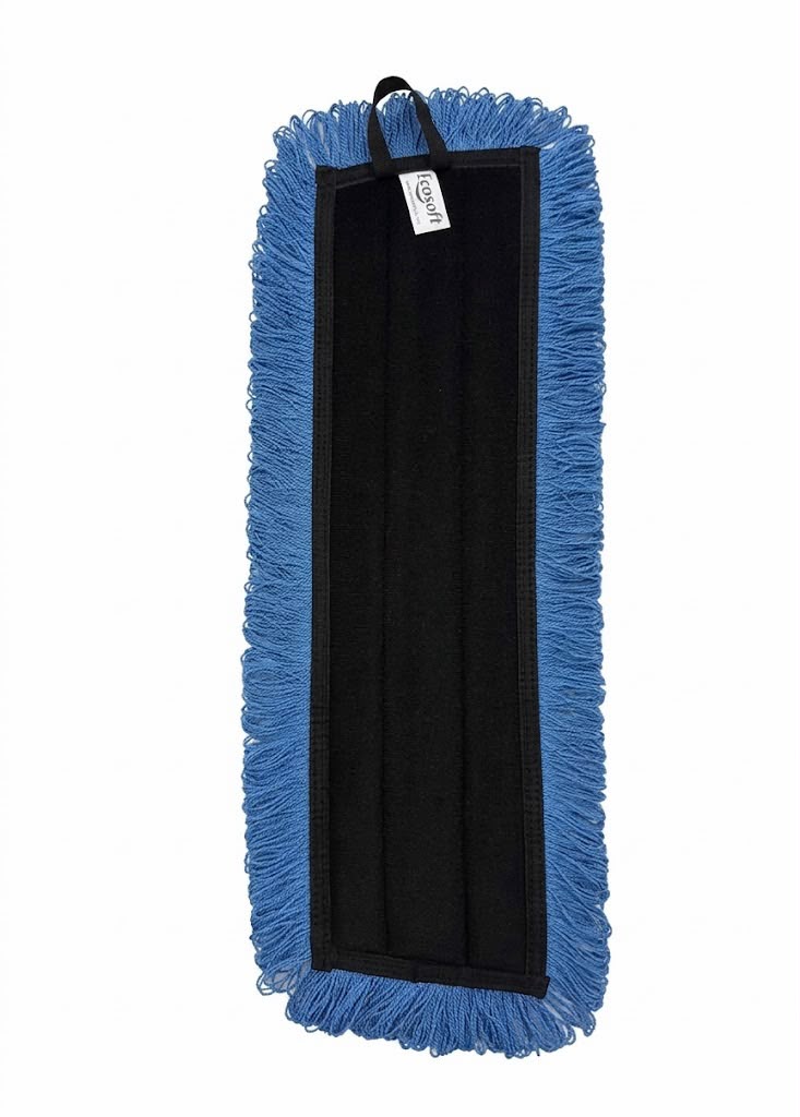 Ecosoft Blue Flat Mop Pad with Fringe Border