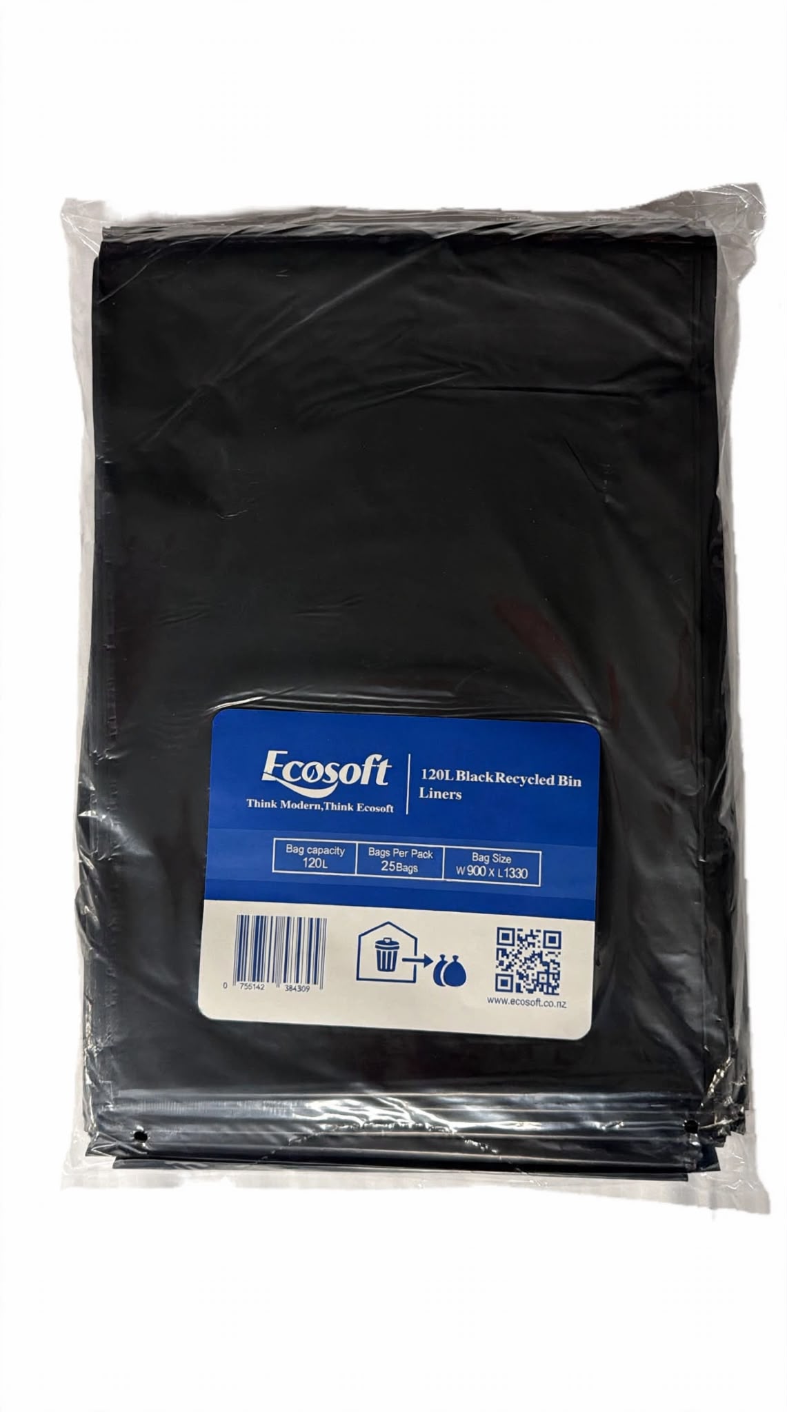 Ecosoft 120L Rubbish Bags 35mu – 25 Bags/Pack