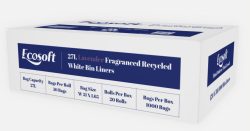 Ecosoft 27L Fragranced Recycled White Bin Liners
