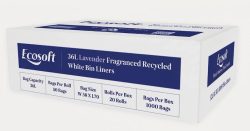 Ecosoft 36L Fragranced Recycled White Bin Liners