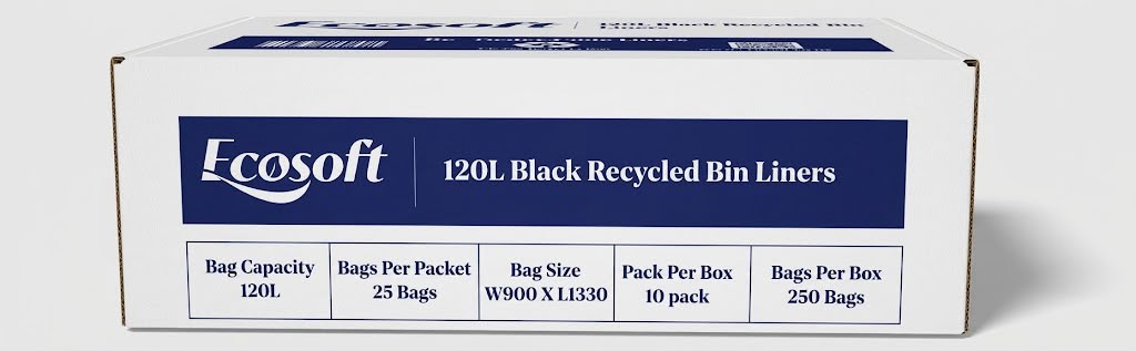 Ecosoft 120L Black Recycled Bin Liners