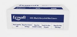 Ecosoft 60L Black Recycled Bin Liners